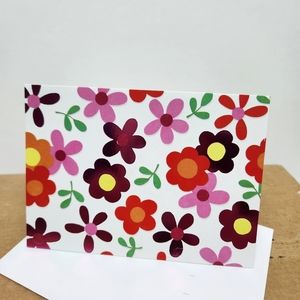 Retro Flowers set of six blank note cards